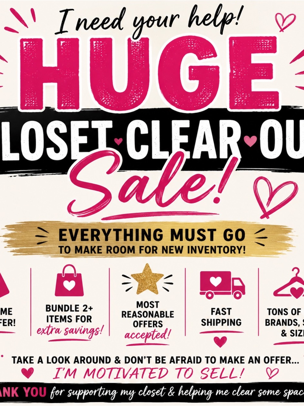 Huge Closet Clear Out Sale, make offers!!!